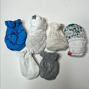 Baby Mittens Set - Blue, White, Gray